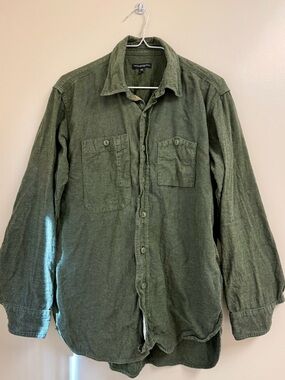Engineered Garments Work Button Shirt Olive Solid Flannel Men’s Size XS mi USA